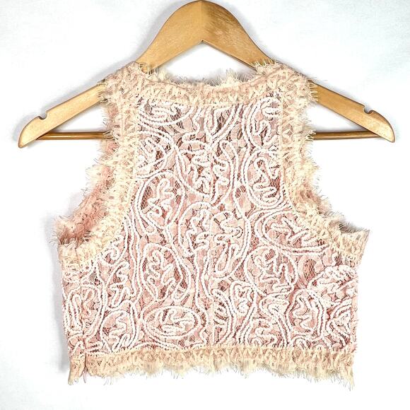 Sans Souci Pink Crochet Lace Tank Top XS/SM - Picture 2 of 7